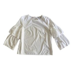 Madewell White Tiered Sleeve Top | Size XS